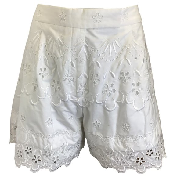 Simone Rocha Pants - SIMONE ROCHA WHITE COTTON EYELET SHORTS